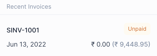 Recent Invoices Widget