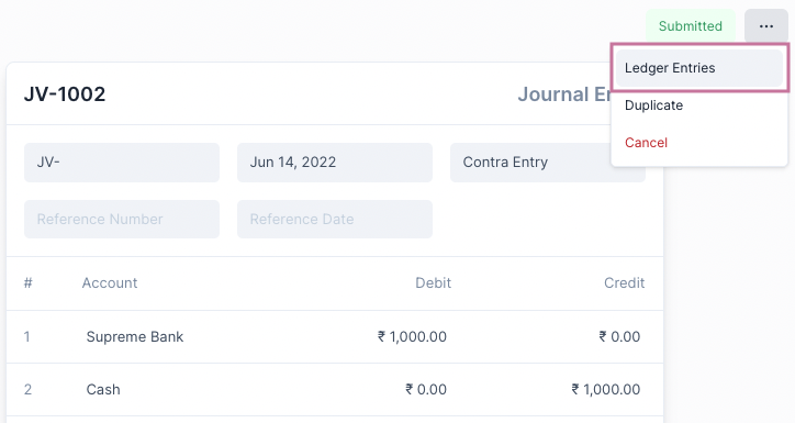 Show Ledger Entries